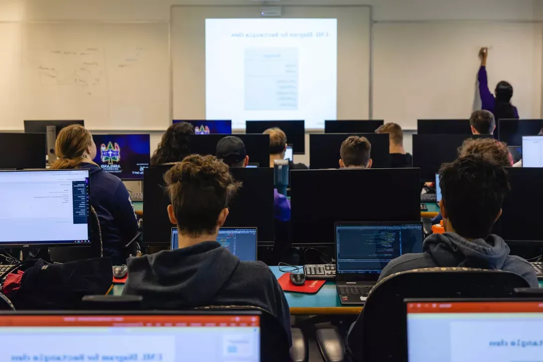 students in computer science classroom